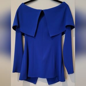 NWT Tom & Linda Platt Blue Off The Shoulder Blouse, Original Price Tag of $960